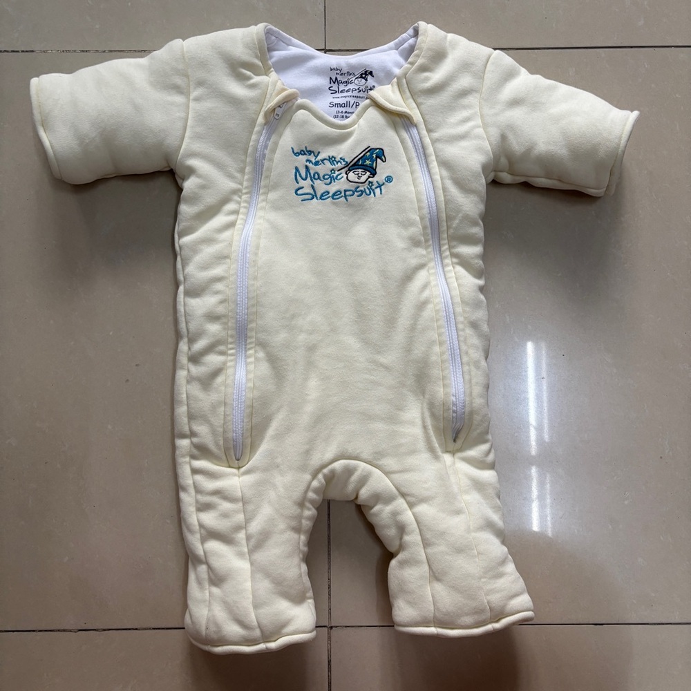 Baby Merlin’s Magic Sleepsuit Small Petite 3–6 Months Cream Cotton Sleep Sack